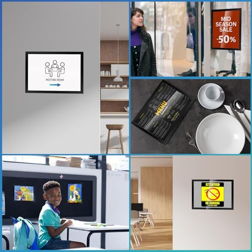 YixangDD 4 Pack Magnetic Sign Holder 8.5 x 11, Self-Adhesive Magnetic Wall Mount Sign Holder, Magnetic Document Holder for Wall Window Office Poster Store - Thumbnail 4
