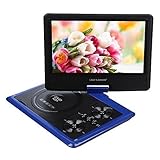 DBPOWER Portable DVD Player, 2 Hours Rechargeable Battery, Swivel Screen, Supports SD Card and USB, Direct Play in Formats MP4/AVI/RMVB/MP3/JPEG (Red) (9.5