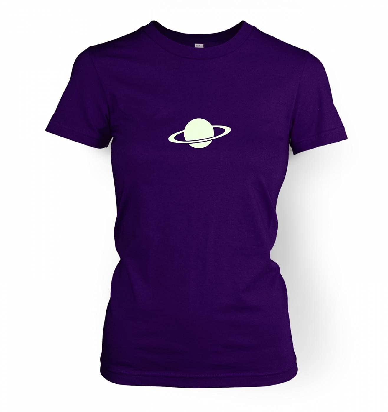 Science Tshirts By Big Mouth Saturn Small Glow In The Dark Women's T-shirt - Purple Medium (approx Size 10)
