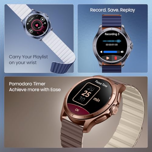 Image of Titan Evoke 2.0, 1.32 inch AMOLED Display Smart Watch with AOD,1000 Nits, Functional Crown, Magnetic Strap, Metal Body,Fast Charge,24 /7 Health Suite, BT Calling, SpO2, HRM, IP68 Smartwatch - Glacier Blue