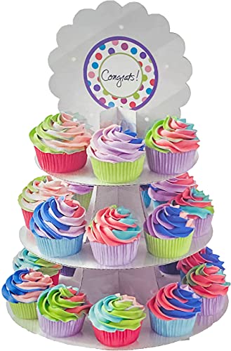 Set Of 2 Metallic Looking Reusable Cupcake Stands - Each Stand Holds 24 Cupcakes - Includes 6 Removable Stickers - Great For Birthdays, Holidays, Or Just Because! - Light Up Sign! Includes Battery! #TOP1