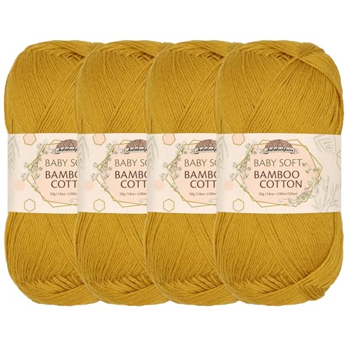 Image of JubileeYarn Baby Soft Bamboo Cotton Yarn - 50g /Skein - Goldenrod - 4 Skeins
