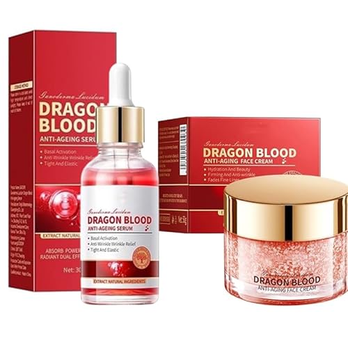 Placenta Retinol Dragon Blood Cream Anti Wrinkle Serum Set - Dragon Blood Moisturizing Cream 50g+ Dragon Blood Anti Wrinkle Seru