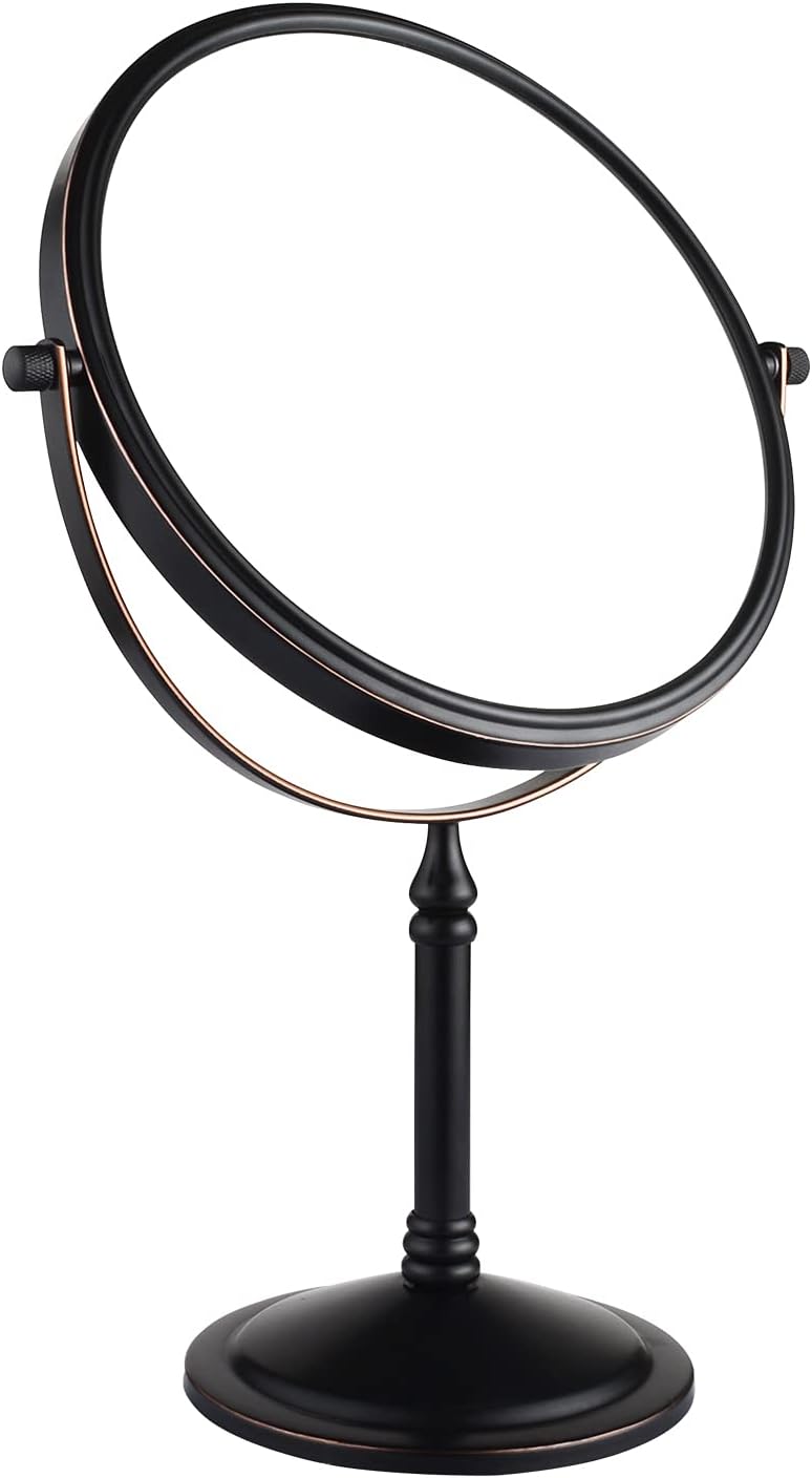 Nicesail Tabletop Magnifying Makeup Mirror with 10X Magnification, Double-Side Magnified Mirror, 360 Swivel Cosmetic Mirror for Table Desk Bathroom Vanity, No Light Oil Rubbed Bronze (8 Inch, 10X)
