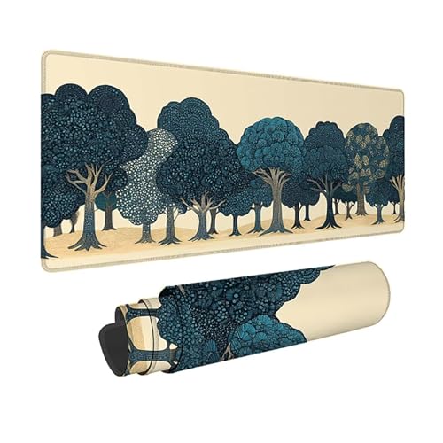 Tapis de souris XXL 800x400mm noir motif forêt pour bureau gamer
