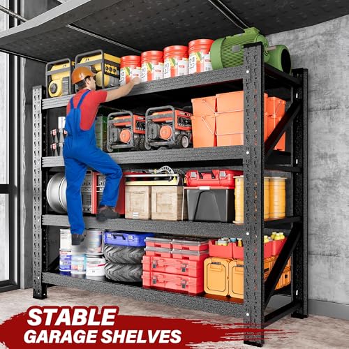 Image of 2000LBS Heavy Duty Garage Shelving Units,40 inch Wide & Deep Storage Shelves,Metal Garage Shelves,Large Storage Rack,Steel Shelf,Industrial Shelving for Shop,Warehouse,Basement,40 inch W x 20 inch D x 60 inch H