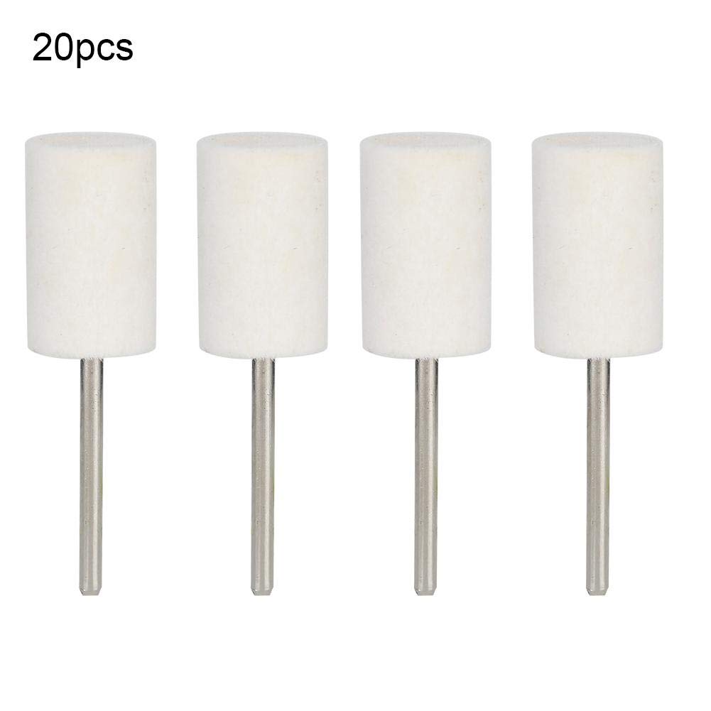 20pcs 2.35mm ruote lucidanti in feltro di lana, gambo lana lucidatura lucidatura mola testa gioielli strumento di lucidatura accessorio per acciaio inossidabile, prodotti in legno
