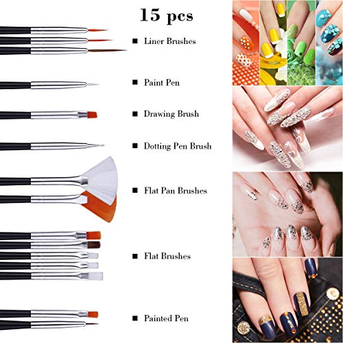 62 Stück Nagel Kunst Design Set, Nail Art Pinsel Set, Punktierung Stift, Streifenband, Nailart Goldfolie, Nagel… – Bild 4