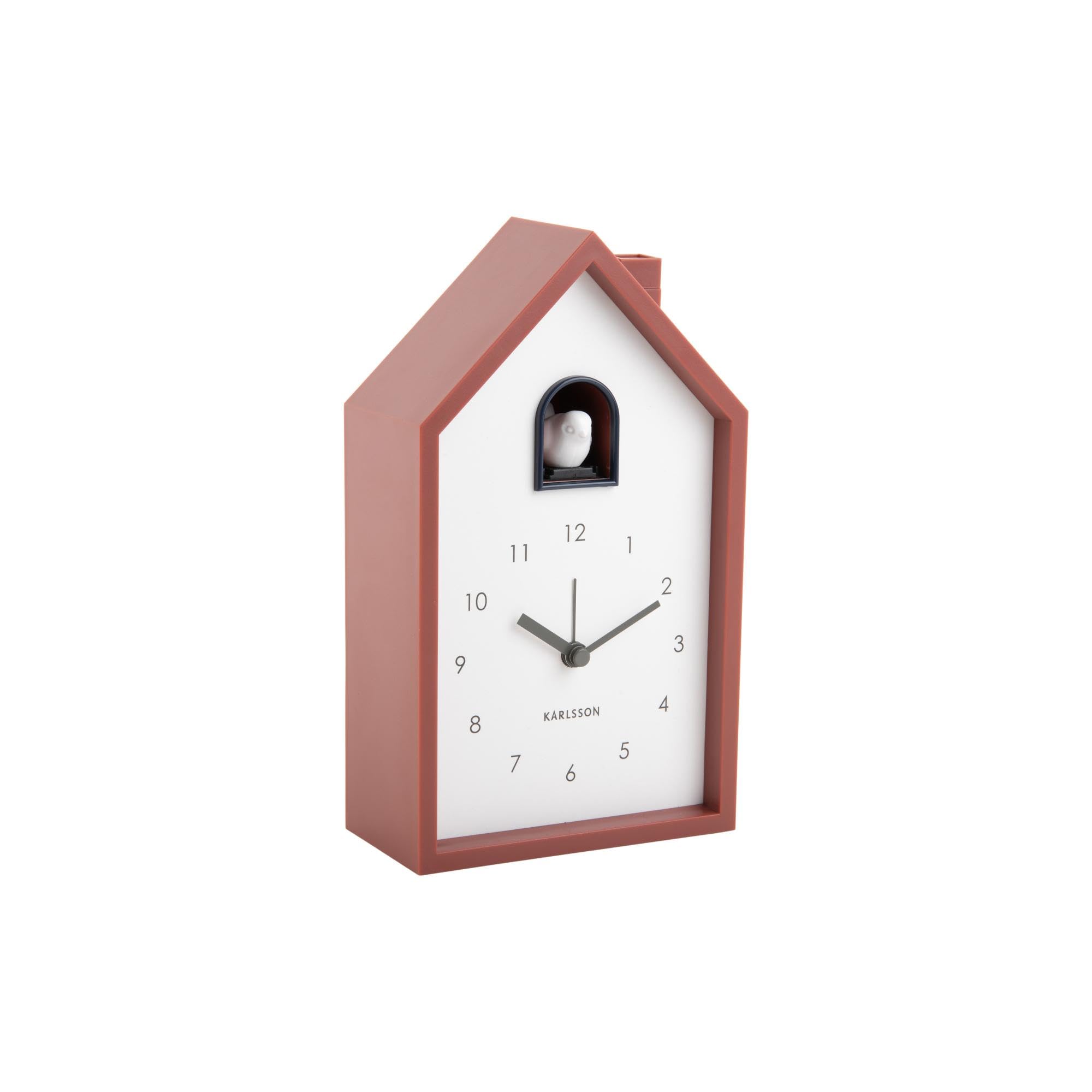 Karlsson Red Ochre Modern Cuckoo Alarm Clock In