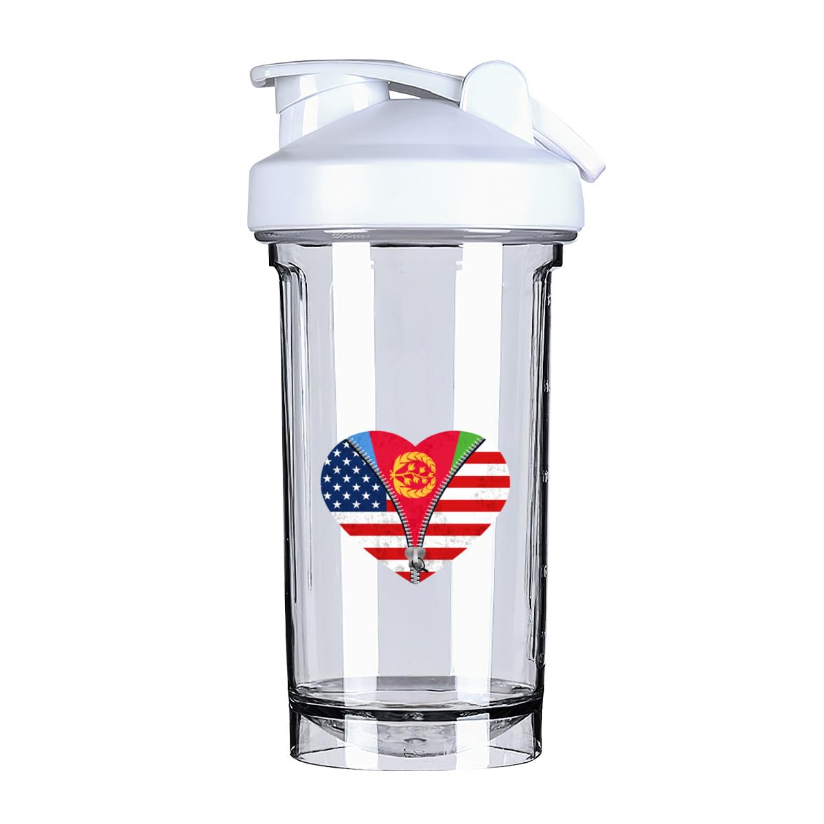 Heart America Flag and Eritrea's Flag 18 Ounce Shaker Cup,Fashion Theme Pattern Shaker Bottle Leak-proof Workout Shake Bottles 500ML/18 oz Perfect for Pre Workout