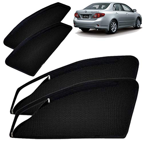 Image of Autofact Magnetic Car Sunshades Compatible with Toyota Corolla Altis (2011 to 2014) (Set of 4) - Easy Installation, UV Protection, Keeps Car Cool (Front 2 with Zippers, Rear 2 Without Zippers)