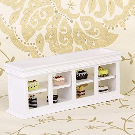 Muebles de casa de muñecas, gabinete de panadería, estante en miniatura para mostrador de pasteles de comida, soporte de exhibición de colección a escala 1:12 para decoración de escenas de mini casa, 2