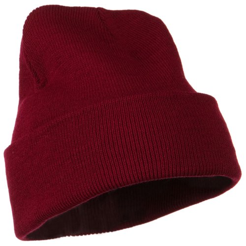 Mg 12 Inch Long Knitted Beanie - Maroon Osfm #TOP3