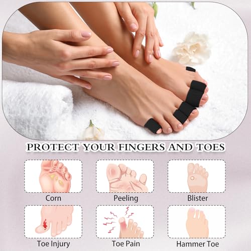 Image of Blulu 24 Pieces Toe Tubes 0.98 Inches Cushion Tube Corn Pads for Toes Sleeves Soft Gel Protectors for Cushions Corns Blisters Calluses 3 Size(Black,Assorted Sizes)