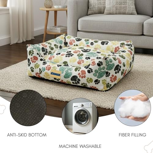 Image of SITSNOOZE Large Dog Bed (10 to 20kg) for Labrador, Golden Retriever, German Shepherd - Orthopedic Washable Sofa Mattress, Luxury Soft Warm Winter Lounger Cushion, Waterproof Pet Bed (Multi, L)
