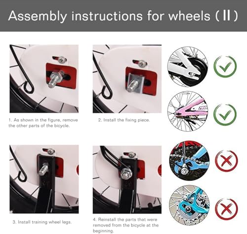 Image of DDJKCZ Training Wheels Flash Mute Wheel Bicycle Compatible for Bikes of 12 14 16 18 20 Inch