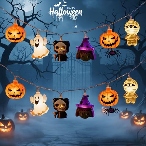 Halloween String Lights, 4.9Ft 10 LED Fall Fairy Lights Skull String...