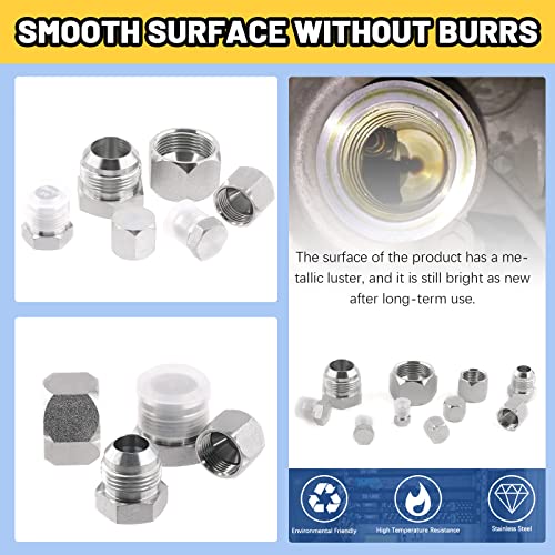 Image of Glarks 64Pcs 12 Sizes Hydraulic Hose Tube and Pipe Fitting Kit, 37 Degree JIC Cap and Plug Assortment Kit, Steel Flare Fitting Set w Precision Threading, Dash Sizes 4 6 8 10 12 16