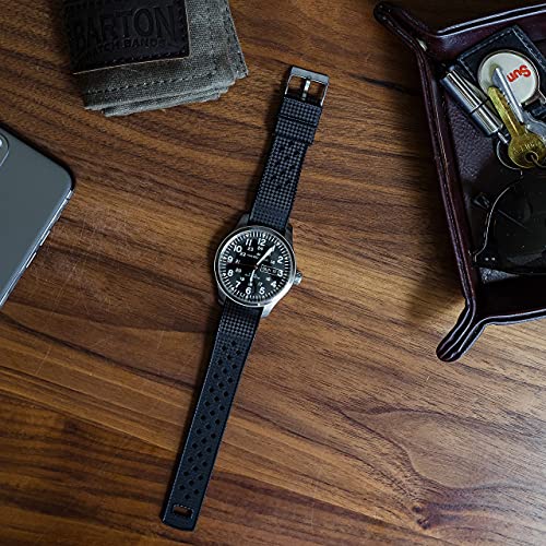 Image of 18mm Black - BARTON Tropical-Style Watch Bands - Quick Release - Choose Strap Color & Width