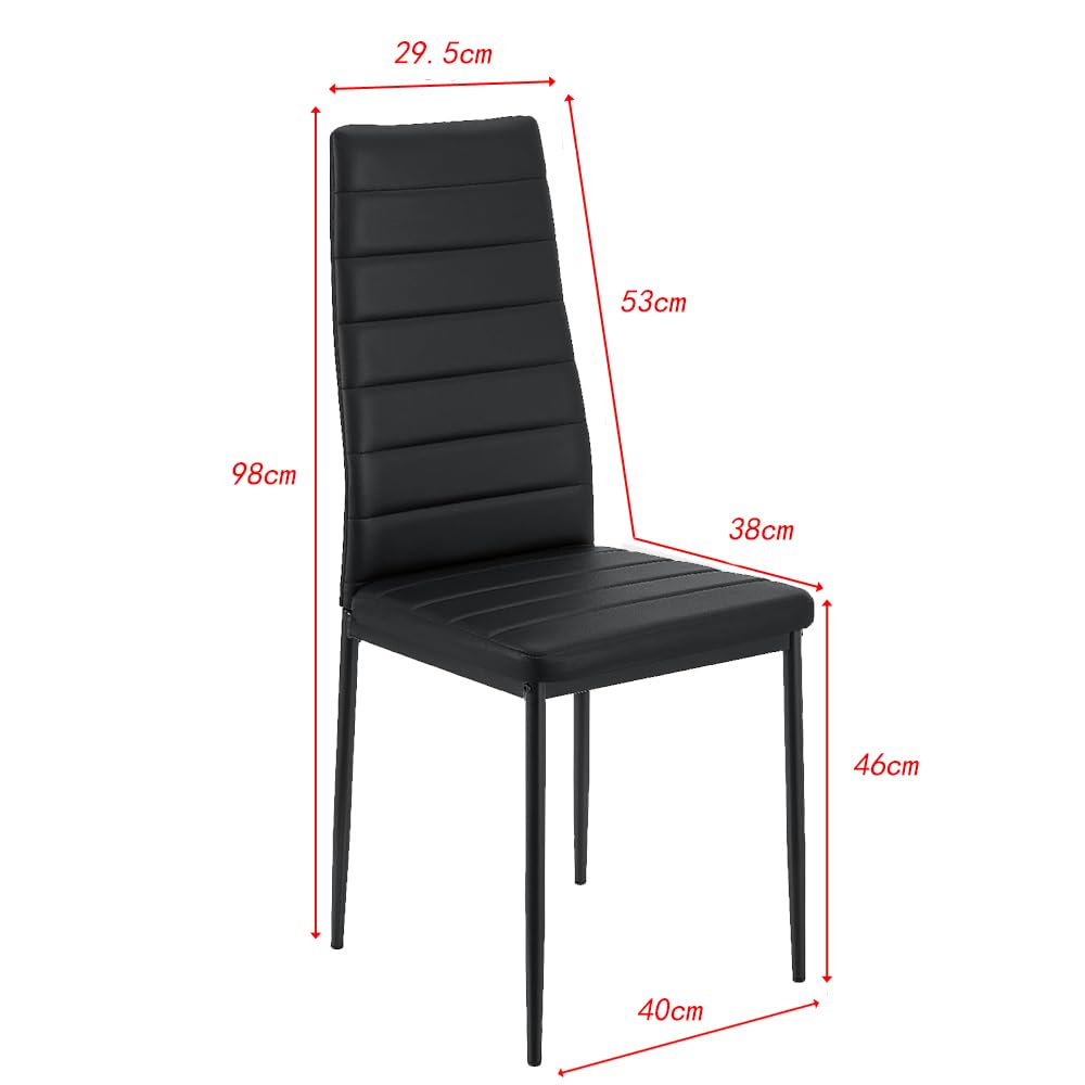 LEADZM küchenstühle 6er Set Esszimmerstühle mit hoher Rückenlehne wasserdicht für Esszimmer & Küche Esszimmerstuhl Stühle 120kg (Schwarz, 6er Set)