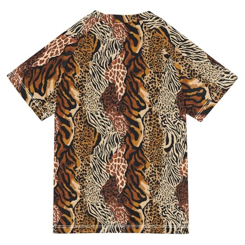 Kids Rash Guard Boys Toddler Swim Shirts Short Sleeve Wild Animal Skin UPF 50+ 3T2