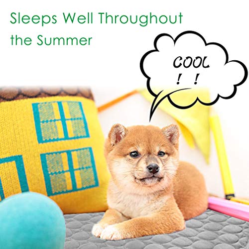 VeMee Cooling Mat Pad for Dogs Cats Ice Silk Mat Cooling Blanket Cushion for Kennel/Sofa/Bed/Floor/Car Seats Cooling (L: 28 x 22 inches, Grey)