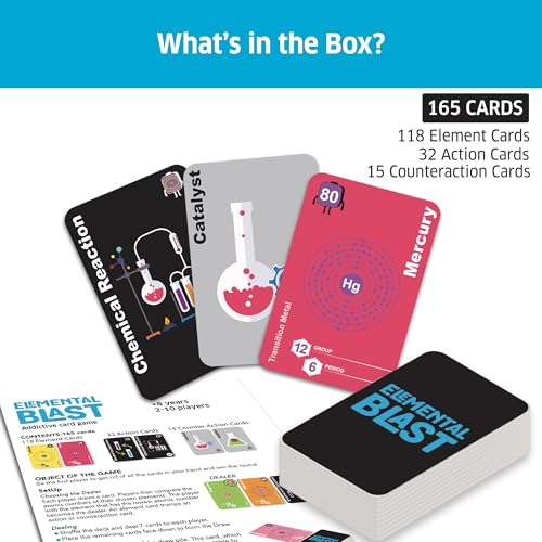 Chalk and Chuckles Card Game- Elemental Blast Periodic Table Game for Kids for Age 10 to 15, Fun Family Game, Learning & Stem Toy, Educational Gift for Boys, Girls 8, 9, 10, 11, 12 Years Old and Up 5 51G7muclyeL