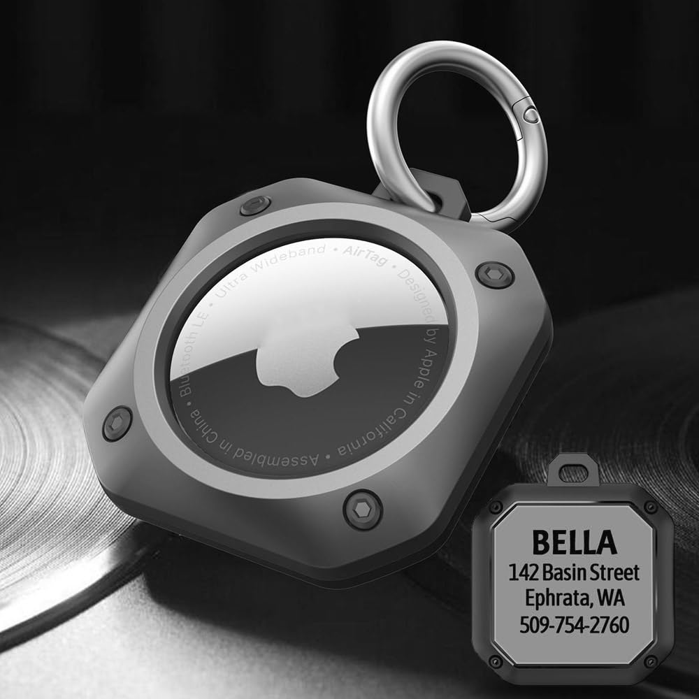 Personalized Case Cover for Apple AirTag Secure Holder with Key Ring - Durable Scratch Resistant with Open Face & Raised Edges,Protective Air Tag Keychain Accessory for Keys,Pets,Luggage,Backpacks