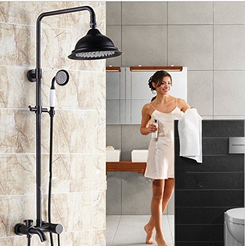 Mitigeur douche pluie Gowe robinet salle de bain bronze huilé mural