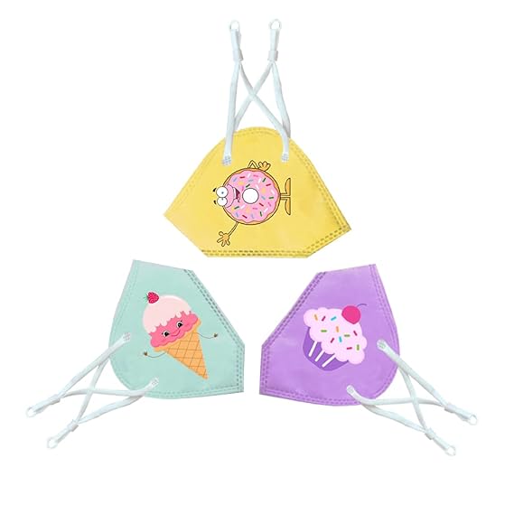 NANOFIBER Comfortable and Breathable N95 face mask for Kids with nose clip and adjustable ear loops ( 2-5 yrs)( Dessert, Pack of 3)