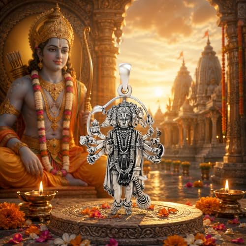 Image of Hanuman Locket for Men & Women | Spiritual Religious Pendant with Chain | Bajrangbali Hanuman Ji Kavach for Protection, Strength, Positive Energy & Devotional Wear Unisex