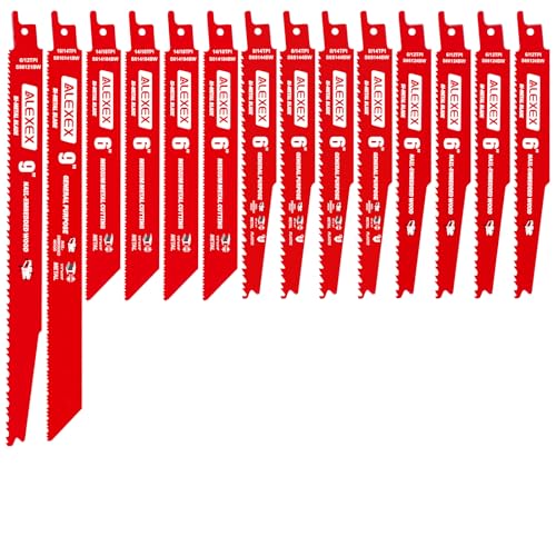 Image of 14 Piece Reciprocating Saw Blades Set, Premium 6 & 9 Inch Nail-Embedded Wood and Metal Cutting Saw Blades, 6 /12 TPI, 8 /14 TPI, 10 /14 TPI, 14 /18 TPI - for Diablo Bi-Metal Sawzall Blades DS0014S