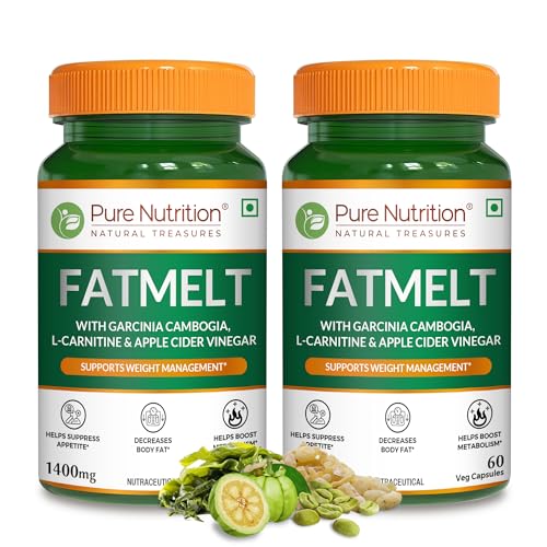 Image of Pure Nutrition FATMELT with Garcinia Cambogia, (120 Veg Capsules) | L-Carnitine & Apple Cider Vinegar For Appetite Control, Weight Management, and Metabolism Boost
