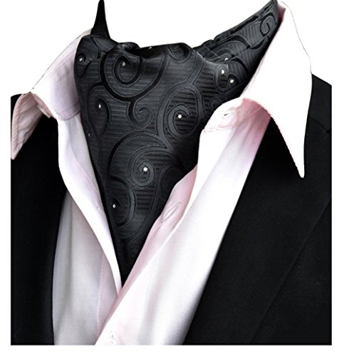 MOHSLEE Men's Black Floral Banquet Cravat Neckties Silk Suit Wedding Ascot Ties