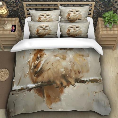 Linge de Lit Hibou 3D de Qualité Supérieure Housse Couette Microfibre Soft - 5