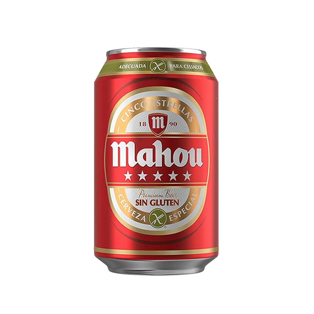 Mahou 5 Estrellas Sin Gluten Megapack 5 Cajas 24 Latas 33CL Con Taza 5sentidos De Regalo