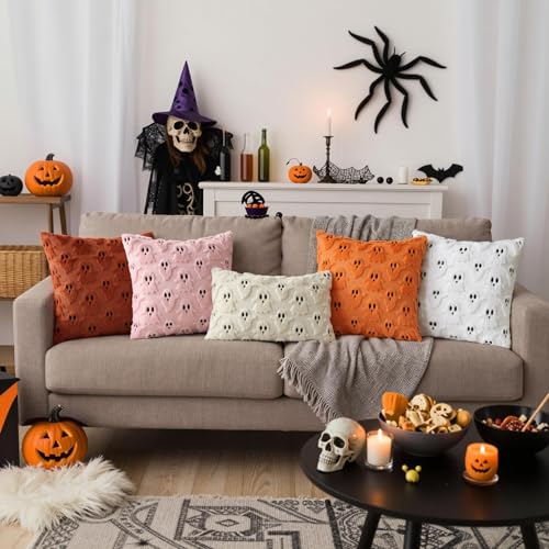 decorUhome Fall Halloween Ghost Throw Pillow Covers 18x18 Set of 2 White - image 6
