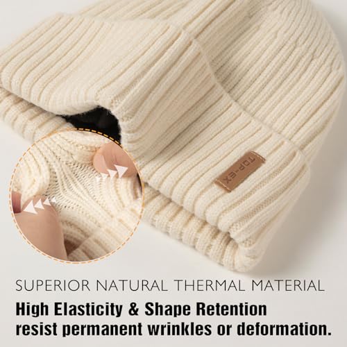 Image of TOP-EX DryKnit Waterproof L /XL /XXL Winter Fleece Lined Beanie Hat for Men Women Warm Knit Watch Skull Cap Cold Weather