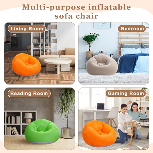 Image of Realspring 6 Pcs Inflatable Bean Bag Chair, Air Pump,Coffee,Orange,Green
