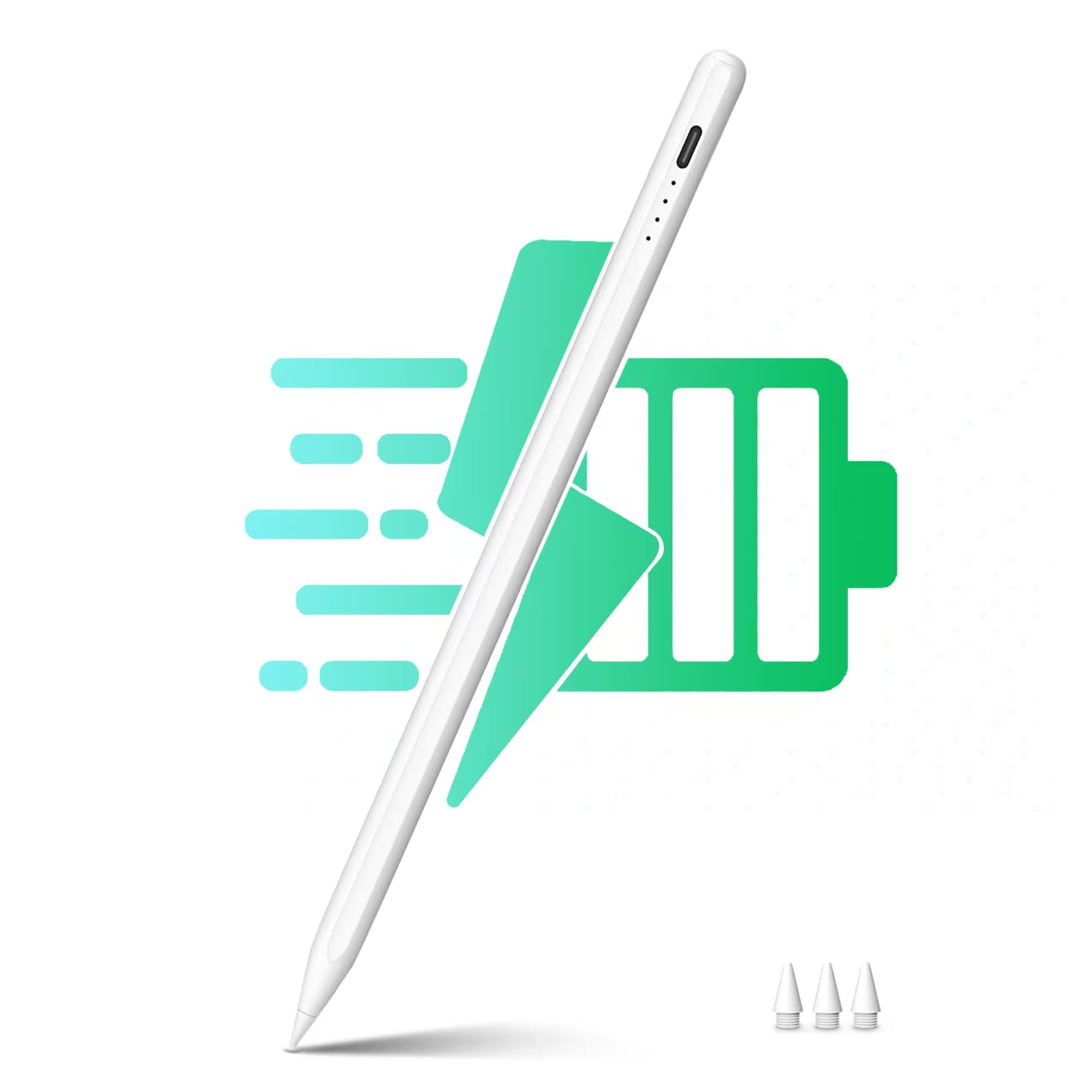 Stylus Pen for Apple iPad 2018-2025, (2X Fast Charge), Pixel Precision, Palm Rejection, Tilt Sensitivity, Active Pencil Compatible with iPad 6/7/8/9/10th, Mini 5/6th, Air 3/4/5th, Pro 11''/12.9''/13''