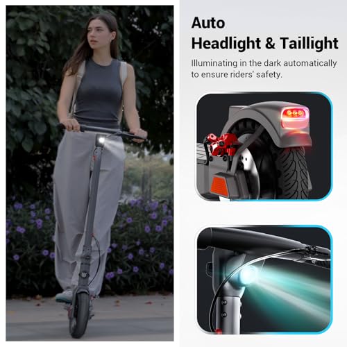 SISIGAD Electric Scooter Adults Peak 500W Motor, 8.5" Solid Tires, 19Mph Speed, Long Miles Range, Scooters for Adults, Foldable E-Scooter for Commuting with Double Braking System, APP Control