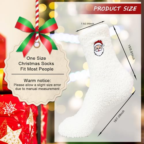 Image of Gloffer Christmas Socks,3 Pairs Soft Fuzzy Socks,Warm Winter Cozy Crew Socks,Colorful Festive Design Gift Socks for Women Men,Novelty Christmas Gifts