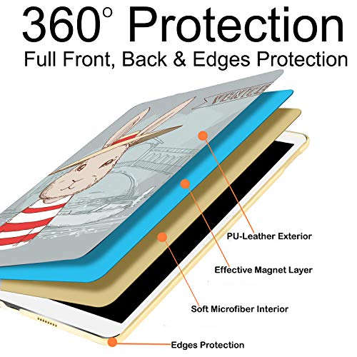 Image of DuraSafe Cases for iPad Mini 7.9 Inch 3rd 2nd 1st Gen [ Mini 3 Mini 2 Mini 1 ] A1599 A1489 A1432 A1599 A1489 A1432 MGNR2HN /A Ultra Slim Printed Smart PU Leather Flip Folio Book Cover - Bunny Hat