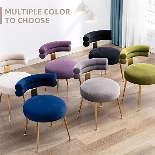 Nioiikit Velvet Dining Chairs Set Of 2 Modern Upholstered Side Chairs With Gold Legs, Comfy Curved Back Accent Chairs, Stylish Vanity Chairs For Dining Room, Living Room, Bedroom (2, Ivory) #TOP5