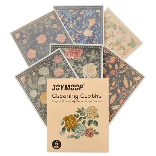JOYMOOP 6 Pack Dishcloths for Kitchen, Reusable Paper Towels Washable, Absorbent Non-Scratch Dish Cloths for Washing Dishes, Quick-Drying Cleaning Rags for Cookware and Household, 6.7×7.9 Inch