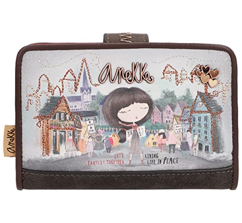 Anekke - Billetero de Mujer - Cartera Mediana para Mujer - Protección RFID - Billetera de Polipiel con Cierre de Cremallera - Colección Voice - Accesorios y Complementos de Mujer - 14 x 10 x 2 cm