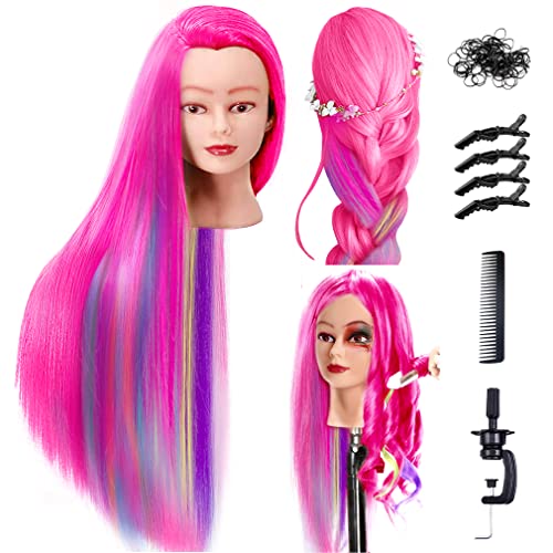 FABA Mannequin Head with Hair 26'-28' Styling Head Manikin Training Head Practice Braiding Cosmetology Doll Head Hair with Free Clamp Holder