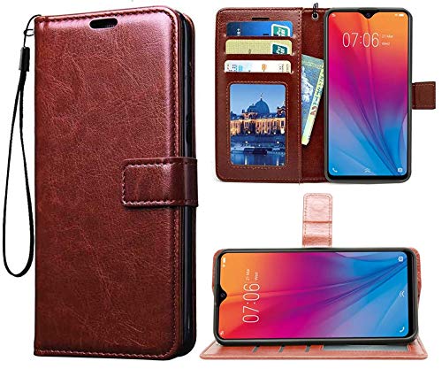 Image of COVERNEW Vintage Leather Flip Cover for Oppo CPH2349 /Oppo A16k - Cherry Brown