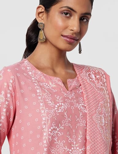 Image of BIBA Women Cotton Straight Kurta Pants Suit Set