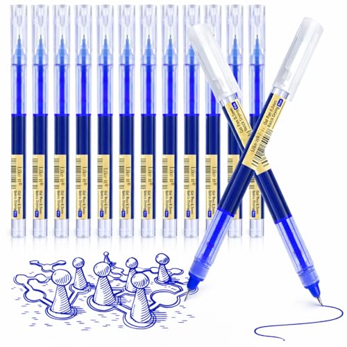 Image of like it 0.5mm Roller Pen Color ink Straight Liquid Rollerball Gel Pen for School Office Stationery Pack of 12 (Blue)